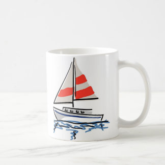 Stylised Tropical Sailboat Coffee Mug