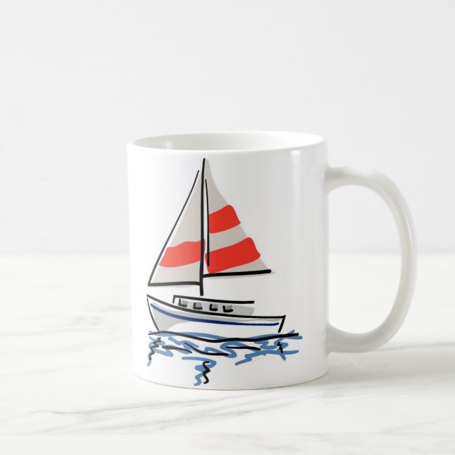 Stylised Tropical Sailboat Coffee Mug (Right)