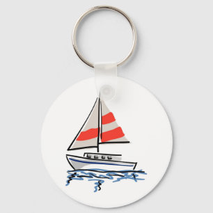Stylised Tropical Sailboat Key Ring