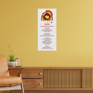 Stylised Turkey Groovy Rainbow Happy Friendsgiving Poster