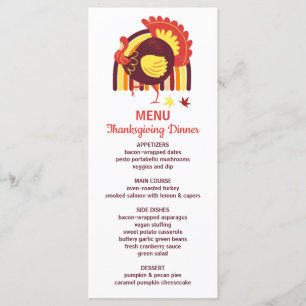 Stylised Turkey Groovy Rainbow Happy Thanksgiving Menu