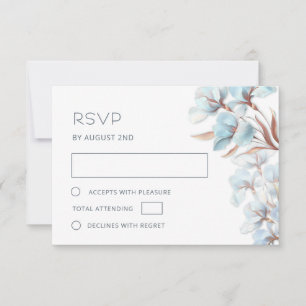 Stylised Turquoise Rose Gold Flowers RSVP Card