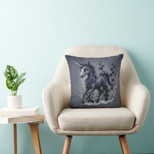 Stylised unicorn in floral splendour. cushion