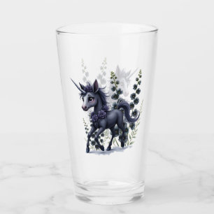 Stylised unicorn in floral splendour. glass