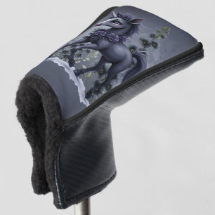 Stylised unicorn in floral splendour. golf head cover