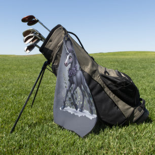 Stylised unicorn in floral splendour. golf towel