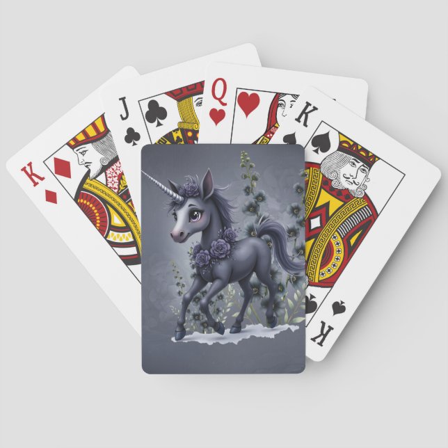 Stylised unicorn in floral splendour.  playing cards (Back)