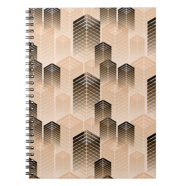 stylised urban landscape seamless pattern in sepia notebook (Front)