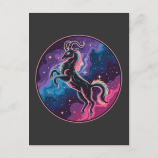 Stylised Vibrant Celestial Capricorn Goat Postcard