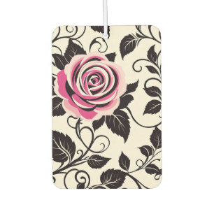Stylised Vintage Pink and black roses Car Air Freshener