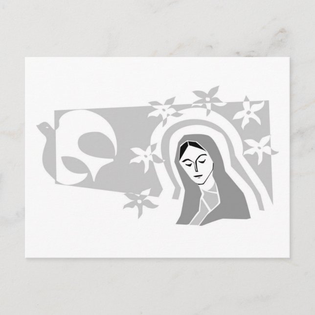 Stylised Virgin Mary Grayscale Postcard (Front)