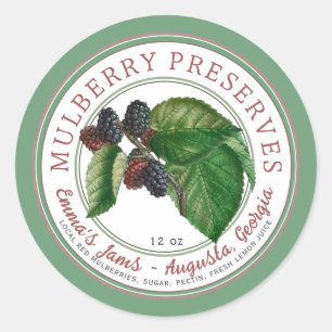 Stylised Watercolor Red Mulberry Jam or Preserves Classic Round Sticker