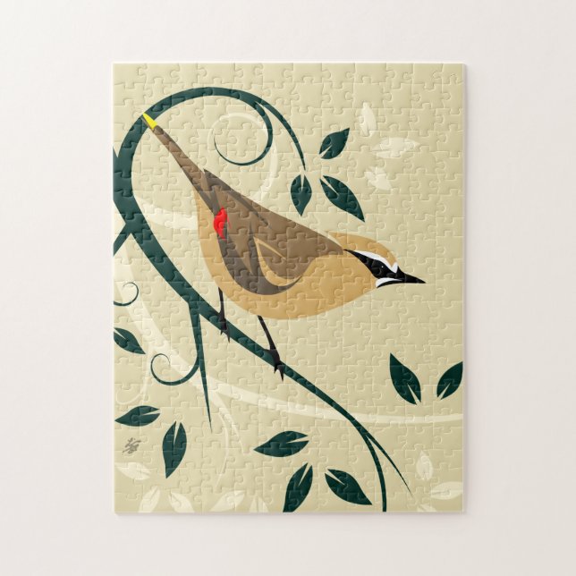 Stylised Waxwing Jigsaw Puzzle (Vertical)