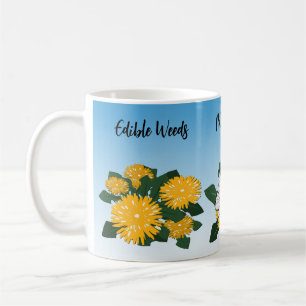 Stylised Wildflower Dandelion & Butterfly Yellow Coffee Mug