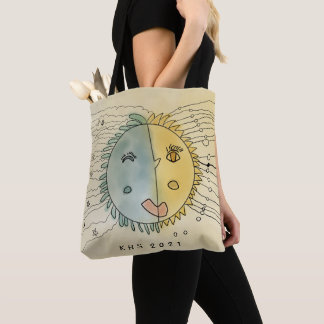 Stylised winking Sun and Moon plus Stars Tote
