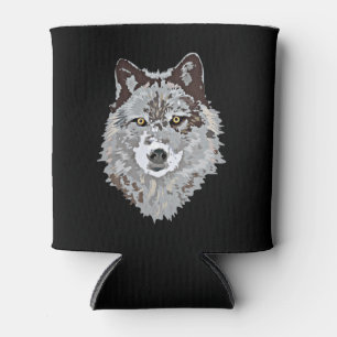 Stylised Wolf Head Can Cooler