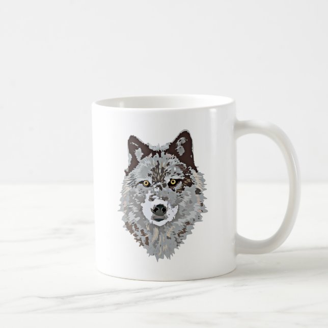 Stylised Wolf Head Coffee Mug (Right)