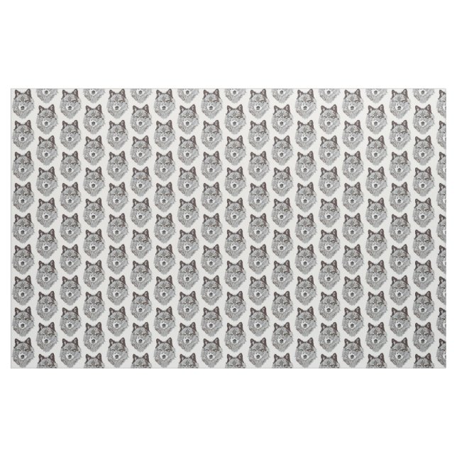 Stylised Wolf Head Fabric (Yard)