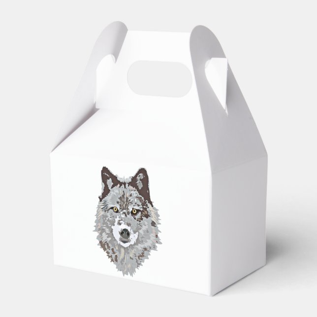 Stylised Wolf Head Favour Box (Front Side)
