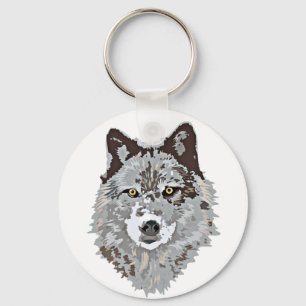 Stylised Wolf Head Key Ring