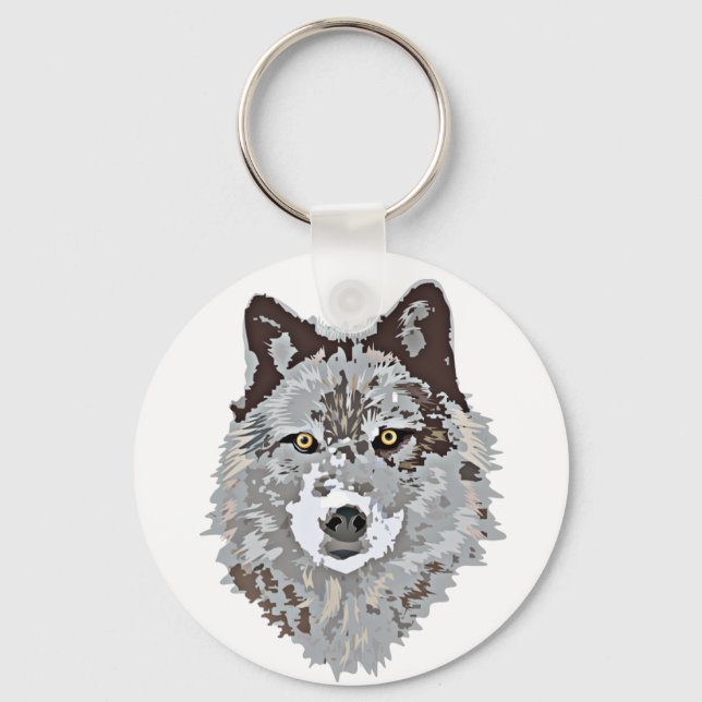 Stylised Wolf Head Key Ring (Front)