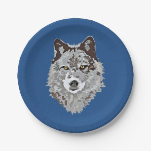Stylised Wolf Head Paper Plate