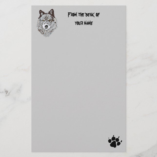 Stylised Wolf Head Stationary Stationery (Front)