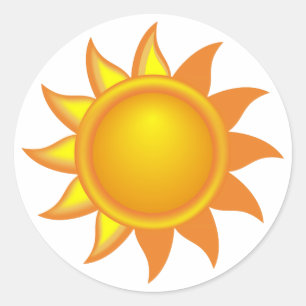 Stylised Yellow Sun Classic Round Sticker