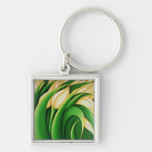 Stylised Yellow Tulips Key Ring (Front)