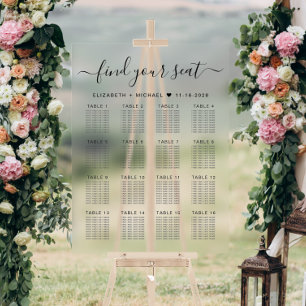Stylish 16 Table Wedding Seating Acrylic Sign