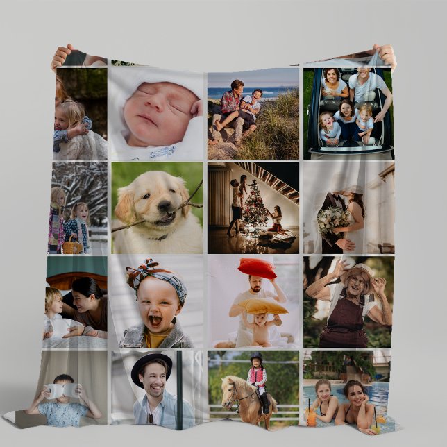 Stylish 20 Photo Collage Cosy Fleece Blanket (Creator Uploaded)