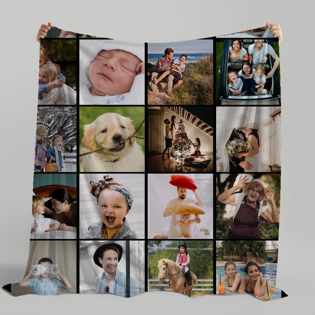 Stylish 20 Photo Collage Cosy Fleece Blanket (Creator Uploaded)