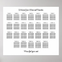 Stylish 26 Table Wedding Seating Chart Poster