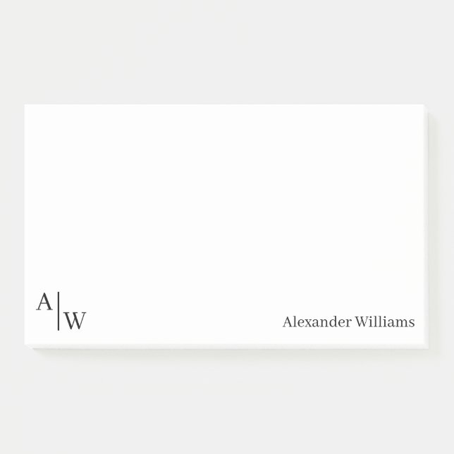 Stylish 2 Monogram Initial Professional Office Post-it Notes (Front)