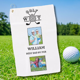Stylish 2 Photo Best Dad By Par  Golf Towel