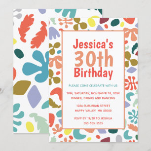 Stylish 30th Birthday Custom Name Details Invitation