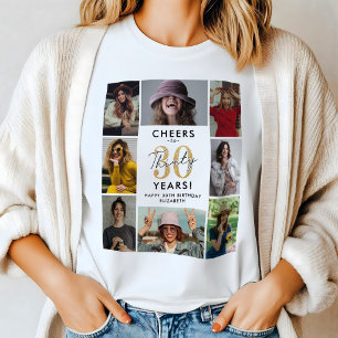 Stylish 30th Birthday Photo Collage T-Shirt