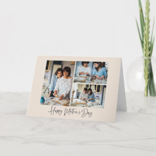 Stylish 3 Photo Collage Calligraphy Mother's Day Card