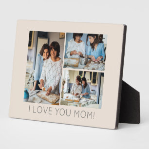 Stylish 3 Photo Collage Message to Mum  Plaque