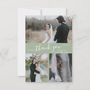 Stylish 3 Photo Collage Wedding Thank You