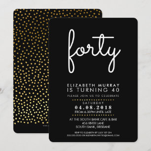 STYLISH 40TH birthday party FORTY INVITE simple