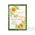 Stylish 40th Wedding Anniversary Floral Sunflower 