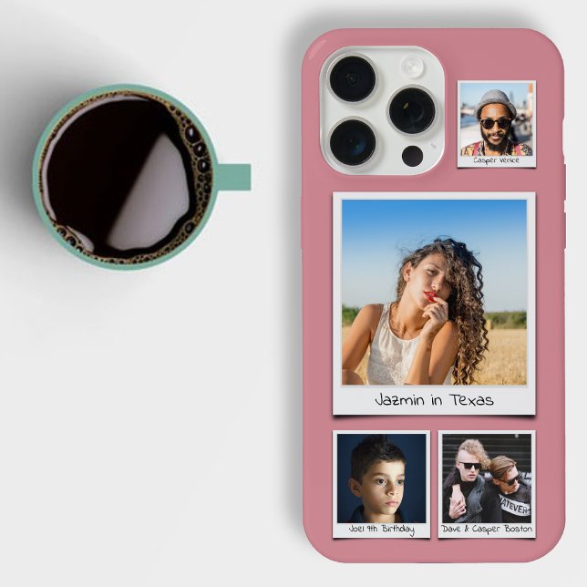 Stylish 4 Photo Collage Dusty Pink Slim iPhone Case (Creator Uploaded)