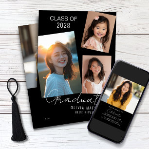Stylish 4 Photo Graduation Invitation