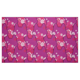stylish 70s retro mod fabric- Cat kitten  Fabric
