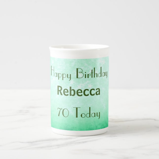 Stylish 70th Birthday Personalised Bone China Mug (Front)