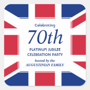 Stylish 70th Platinum Jubilee UNION JACK Square Sticker