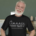 Stylish 81st Birthday Auto Owner, Classic 1943 T-Shirt<br><div class="desc">Celebrate 81 years of enduring style and automotive passion with the "Stylish 81st Birthday Auto Owner, Classic 1943 T-Shirt." Tailored for the individual marking this remarkable milestone, the shirt seamlessly blends vintage charm with contemporary flair. Featuring a sleek design inspired by the iconic year 1943, it's a chic and personalised...</div>