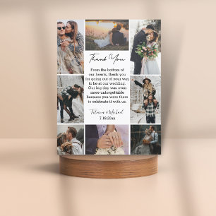 stylish 8 photos collage modern chic wedding  thank you card
