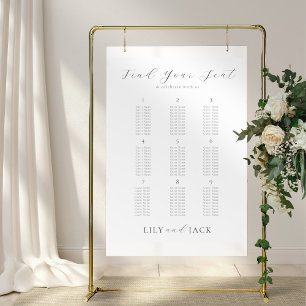 Stylish 9 Table Wedding Poster Seating Chart